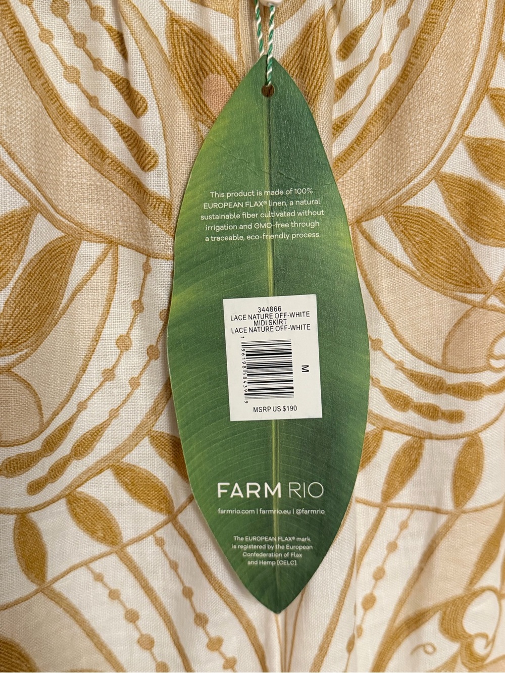 FARM Rio White and Tan Botanical-Print Midi Skirt - Picture 3 of 4